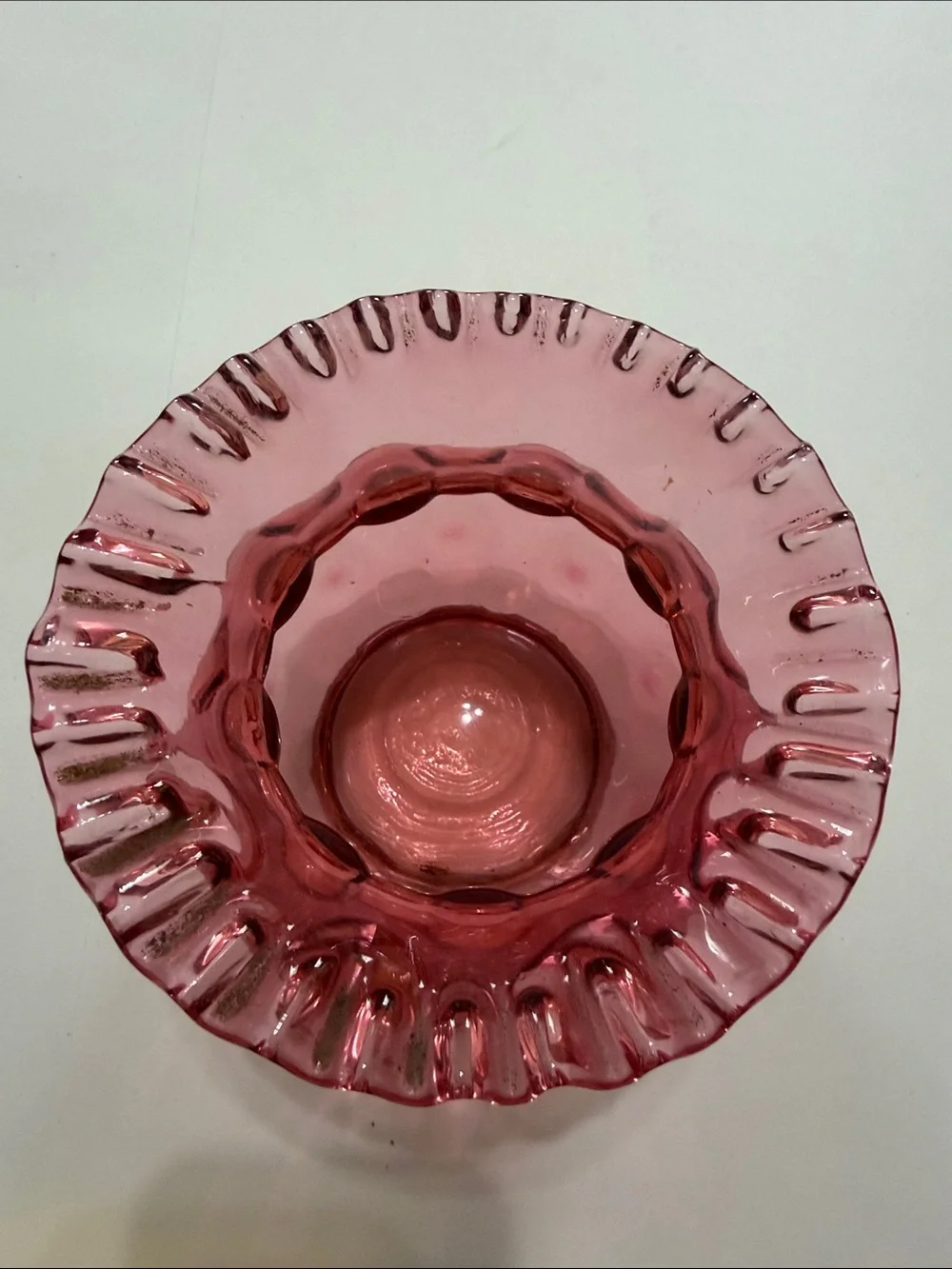 Pink Ruffled Glass Vase - Elegant Home Accent
